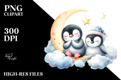 Adorable Baby Penguin on Moon, PNG Product Image 2