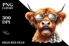 Cow Sublimation Clipart Highland Cow Portrait Product Image 3