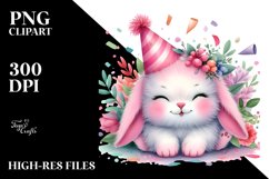 Colorful Bunny with Party Hat PNG Product Image 2