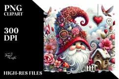 Detailed Valentines Gnome with Large Hat PNG Product Image 2