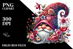 Detailed Valentines Gnome with Large Hat PNG Product Image 2