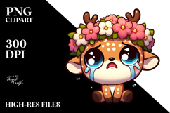 Ridiculously Cute Cartoon Deer with Flower Crown, Product Image 2
