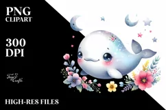 Colorful Baby Beluga Whale Clipart Product Image 3