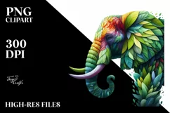 Vibrant Watercolor Elephant, Transparent PNG Product Image 1