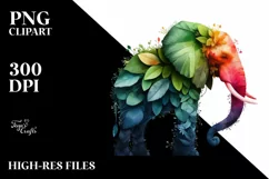 Vibrant Watercolor Elephant, Transparent PNG Product Image 3