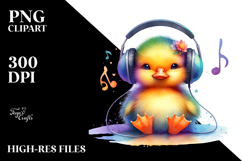 Colorful Baby Duck Listening Music | Clipart Product Image 2