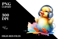 Colorful Baby Duck Listening Music | Clipart Product Image 2