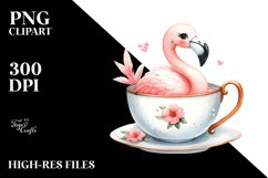 Colorful Flamingo Teacup Clipart Product Image 1