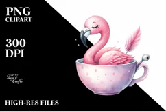 Colorful Flamingo Teacup Clipart Product Image 1