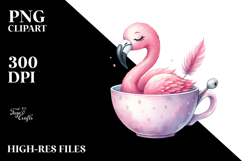 Colorful Flamingo Teacup Clipart Product Image 2