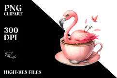 Colorful Flamingo Teacup Clipart Product Image 2