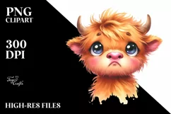 Funny Baby Highland Cow with Big Eyes Product Image 1