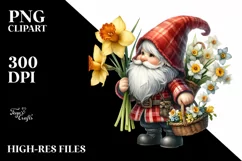 Cute Gnome with Flower Bouquet PNG Product Image 2