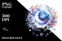 Vibrant Moon Foliage Stars | Clipart Product Image 2