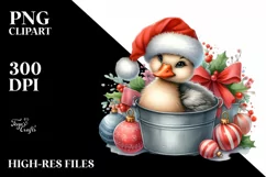 Cute Goose with Santa Hat, High Detail PNG Product Image 2