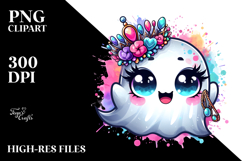 Cute Ghost with Glam Accessories PNG Product Image 2