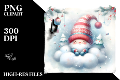 Cute Christmas Gnomes on Cloud PNG Product Image 2