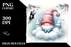Cute Christmas Gnomes on Cloud PNG Product Image 2