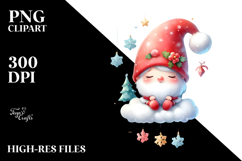 Cute Christmas Gnomes on Cloud PNG Product Image 2