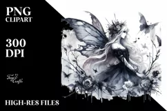 Washed Watercolor Gothic Fairy PNG Product Image 1