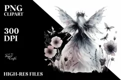 Washed Watercolor Gothic Fairy PNG Product Image 1