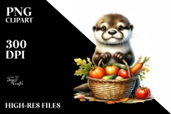 Quirky Baby Otter Watercolor Clipart Product Image 3