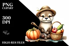 Quirky Baby Otter Watercolor Clipart Product Image 3