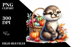 Quirky Baby Otter Watercolor Clipart Product Image 1