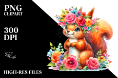 Vibrant Squirrel with Flower Crown | Sublimation | Clipart Product Image 2