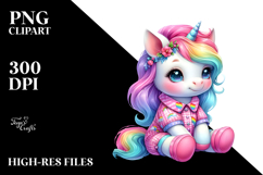 Cute Unicorn Sitting Dressed PNG Product Image 2