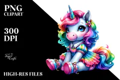 Cute Unicorn Sitting Dressed PNG Product Image 2