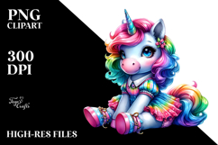 Cute Unicorn Sitting Dressed PNG Product Image 2