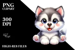 Happy Baby Siberian Husky PNG Product Image 2