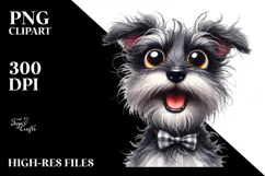 Funny Miniature Schnauzer, Watercolor Clipart Product Image 2