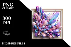 Glossy Lilac Flower in Frame, Transparent PNG Product Image 2