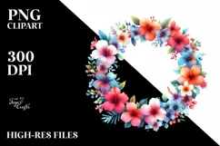 Colorful Hawayan Flowers Wreath | Sublimation | Clipart Product Image 3