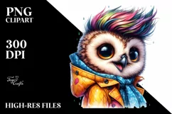 Excited Posing Baby Owl PNG Product Image 3