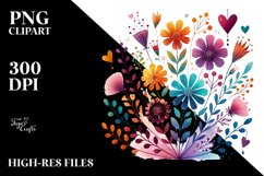 Boho Flower with Hanging Hearts PNG Product Image 2