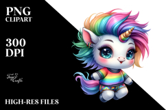 Jumping Baby Unicorn with Floral Wreath PNG Product Image 2