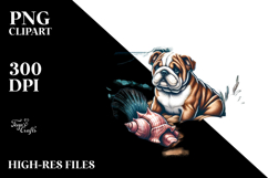 Bulldog in Sand and Surf, Watercolor Clipart Product Image 2