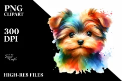 Watercolor Cute Vibrant Yorkipoo Sticker Clipart Product Image 1