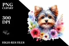 Watercolor Cute Vibrant Yorkipoo Sticker Clipart Product Image 3