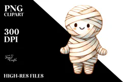 Funny Washed Mummy Watercolor PNG Product Image 2