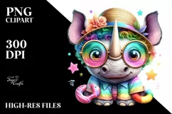 Colorful Baby Rhino Summer Clipart Product Image 1