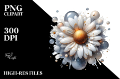 Abstract Daisy with Golden Insertions PNG Product Image 2