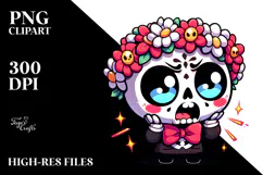 Cute Sugar Skull, Cartoon PNG Product Image 2