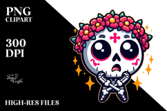 Cute Sugar Skull, Cartoon PNG Product Image 2