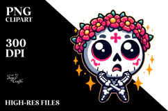 Cute Sugar Skull, Cartoon PNG Product Image 2