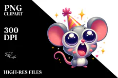 Funny Mouse with Party Hat and Large Udder PNG Product Image 2