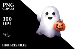 Funny Watercolor Haloween Ghost | Sublimation | Clipart Product Image 1